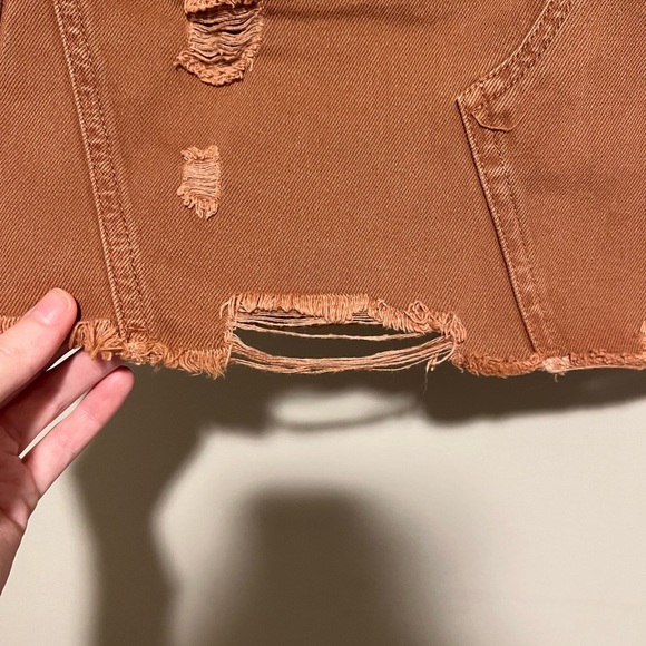 Free People Distressed Button-Up Mini Skirt Size 29 - Picture 6 of 9